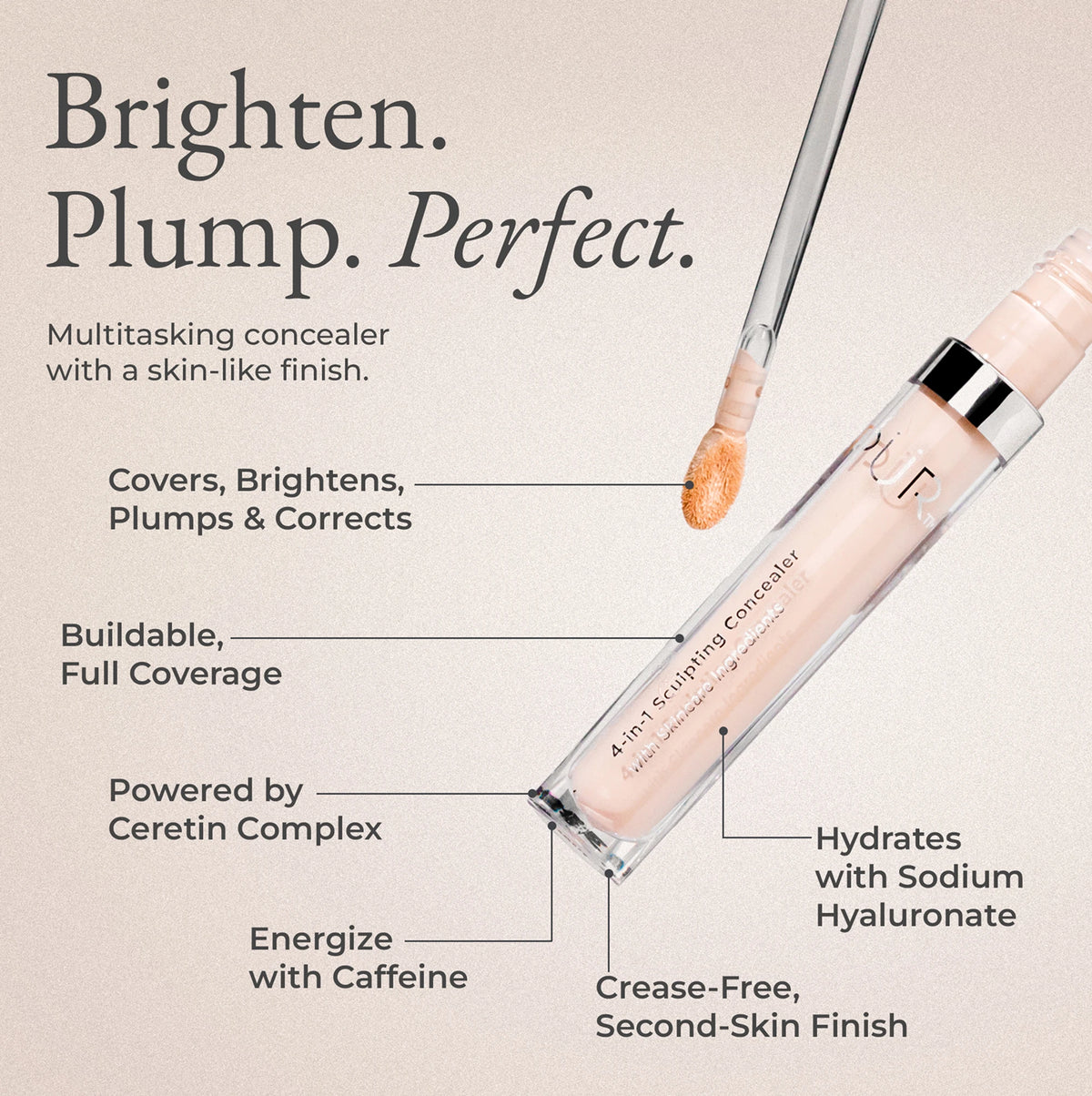 Benefits -Full Coverage, Ceretin Complex, Caffeine, Crease-Free, Hydrating