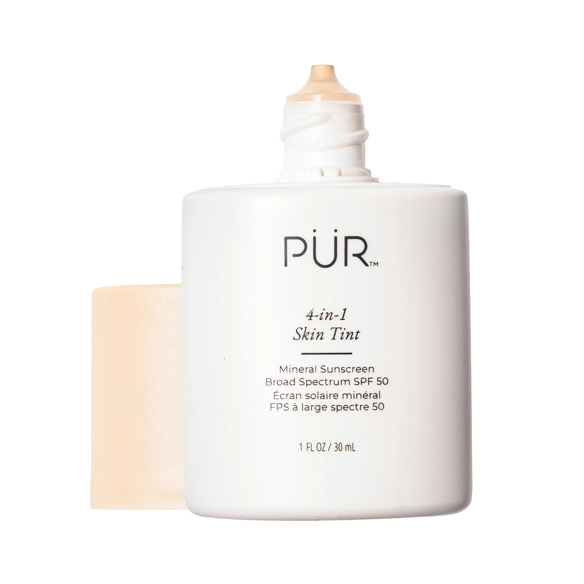 4-in-1 Skin Tint LN2 bottle with cap off on a white background #ln2