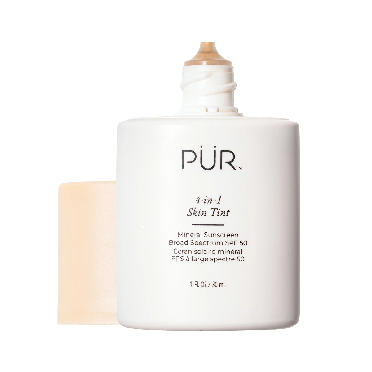 4-in-1 Skin Tint MN3 bottle with cap off on a white background 