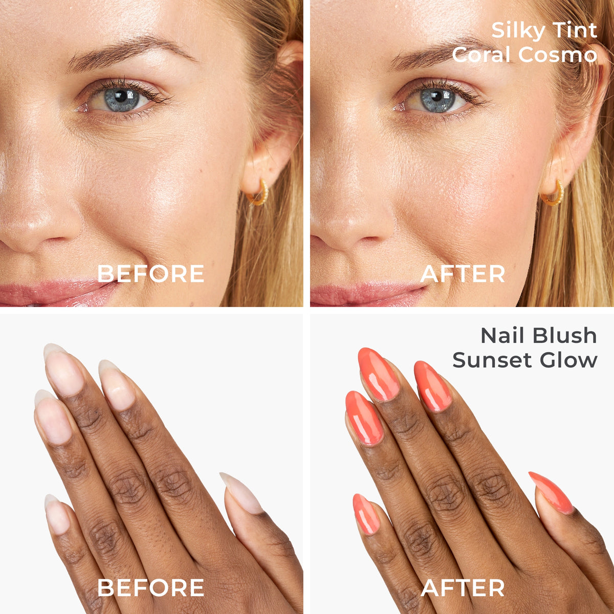 Blush Crush before and after comparison - PÜR x butter LONDON 