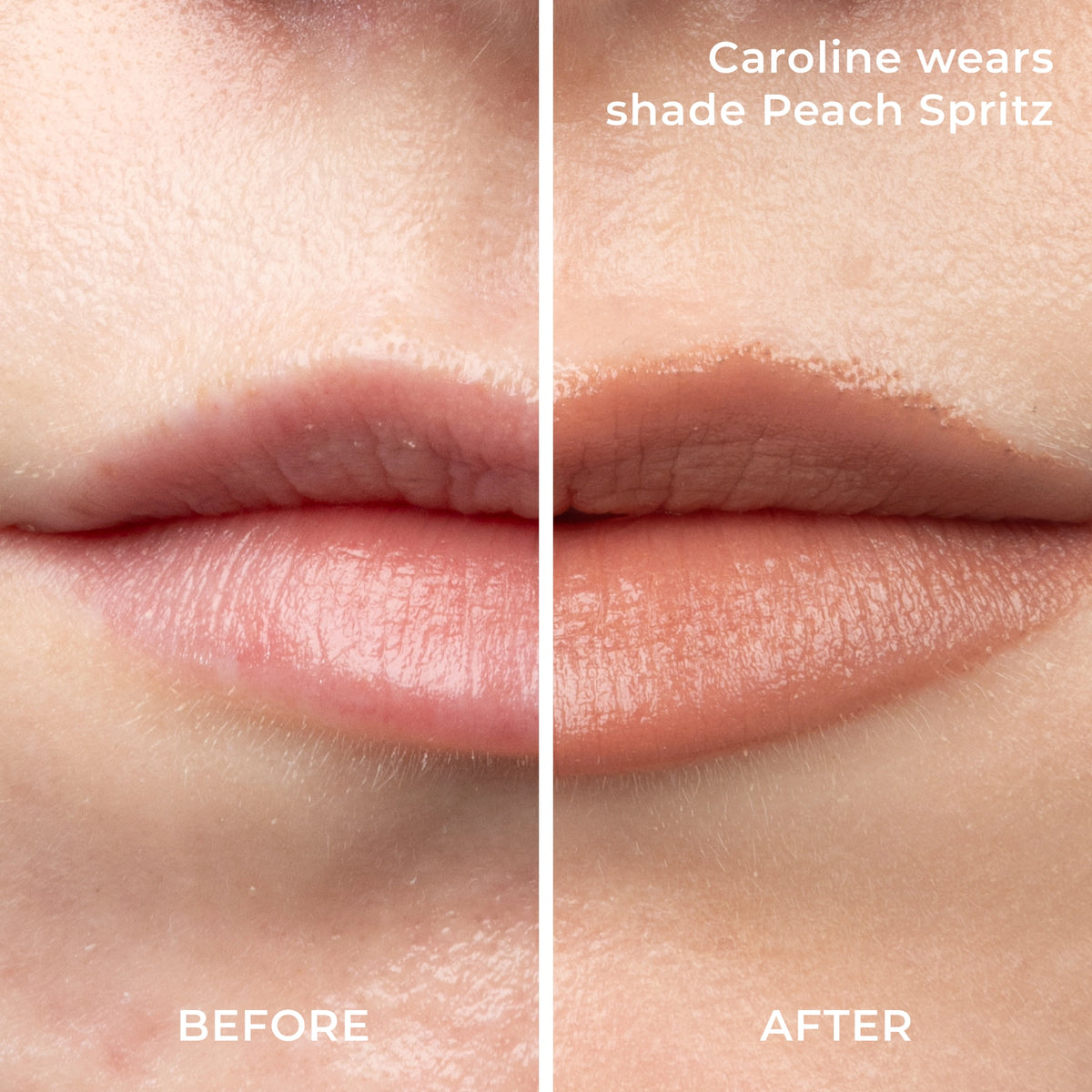 Silky Sculpt in Peach Spritz - Before and After of Peach Spritz worn by  