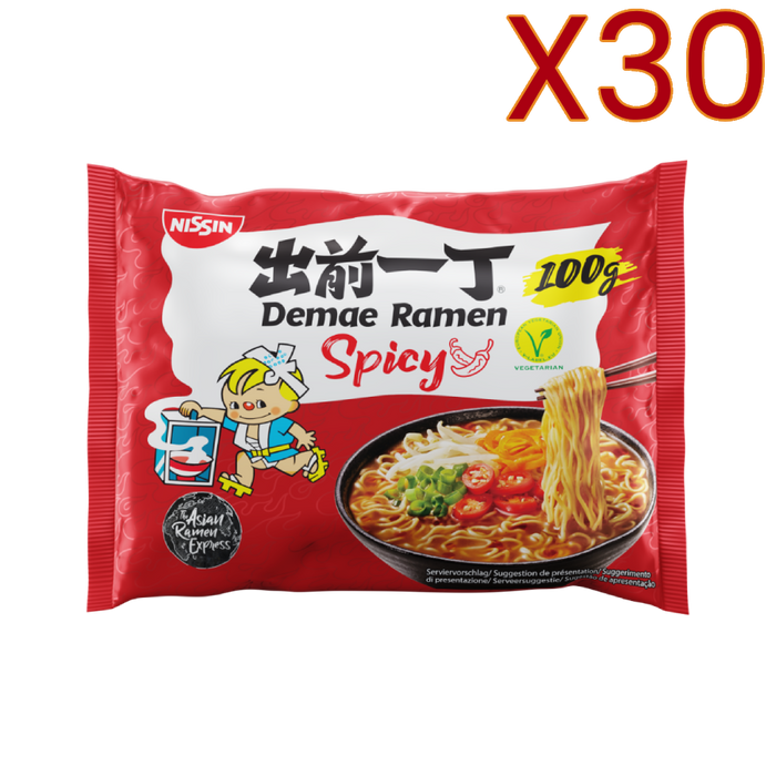 Nissin - Demae Scharfe Ramen-Nudeln 100 g/500 ml, 30er-Paket